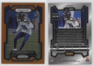 2023 Panini Prizm Rookies Orange Prizm /249 Devon Witherspoon #389 Rookie RC