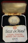 1975 Isle of Man Manx Cat Crown Silver Proof Coin w/ Box & Coa