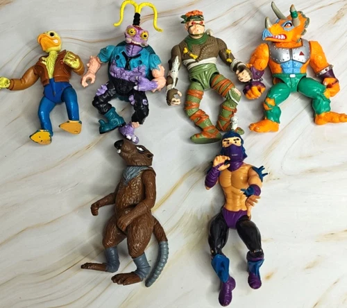 Vtg TMNT Ninja Turtles Figure Lot of 6 Shredder Splinter Rat King Scumbug Ace Du