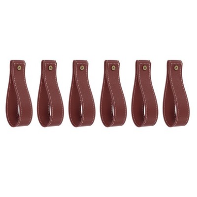 6pcs Artificial Leather Curtain Rod Holder with Screws Burgundy