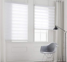 Day Night Zebra Roller Blind White 105x150cm Double Fabric Window Door
