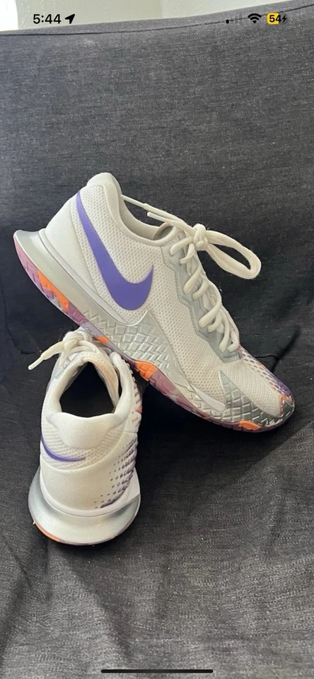 耐克 Court Air Zoom Vapor Cage 4 白色紫色脉冲网球鞋运动鞋 8 码 — 第 2/4 张图片