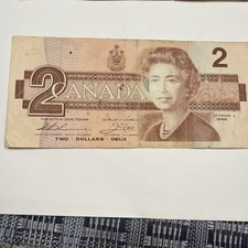 1986 Canadian Two Dollar Bank Note * 1986 Ottawa $2 Canada Bill. 1224-05