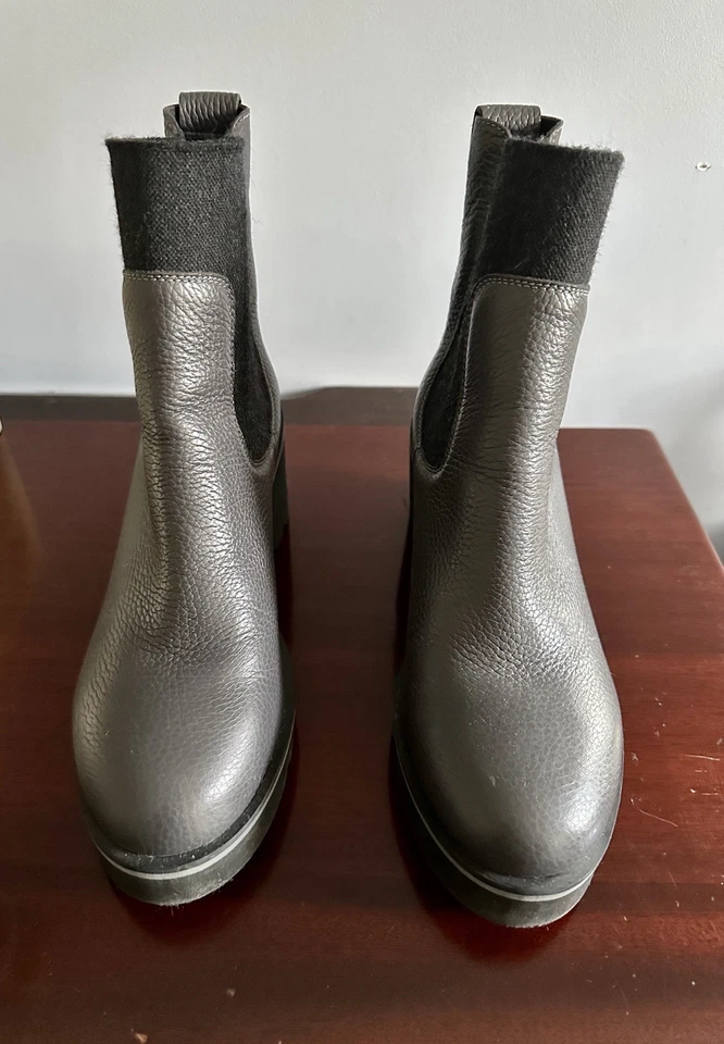 Botas de cuña Chelsea de cuero gris M. Gemi The Bria 38,5 (se ajusta como un 7,5-8) Foto 2 de 4