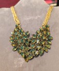 Olive Green Large Vintage Bib Prong Set necklace — photo 1