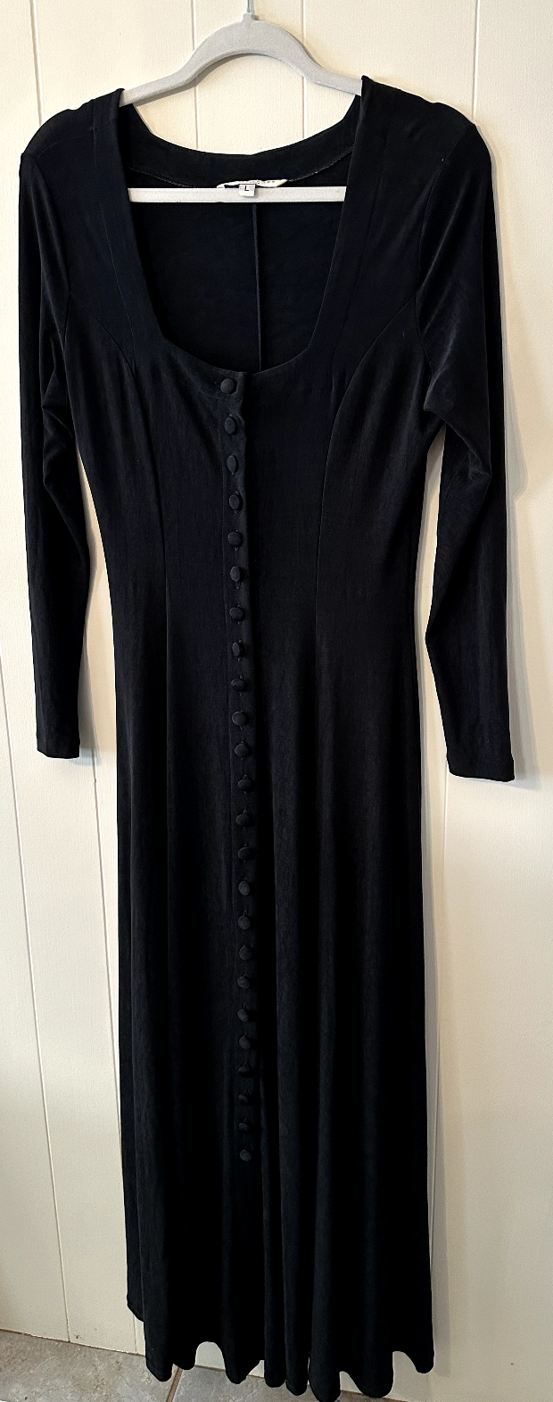 Vintage Maxi Dress L Alexia Admor NY  24 fabric covered buttons front closure-image