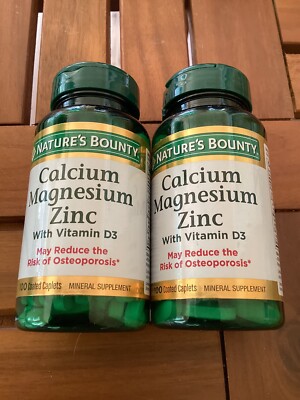NEW (2-Pk) Nature s Bounty Calcium Magnesium Zinc w/ D3 100 Caplets ea. 2026