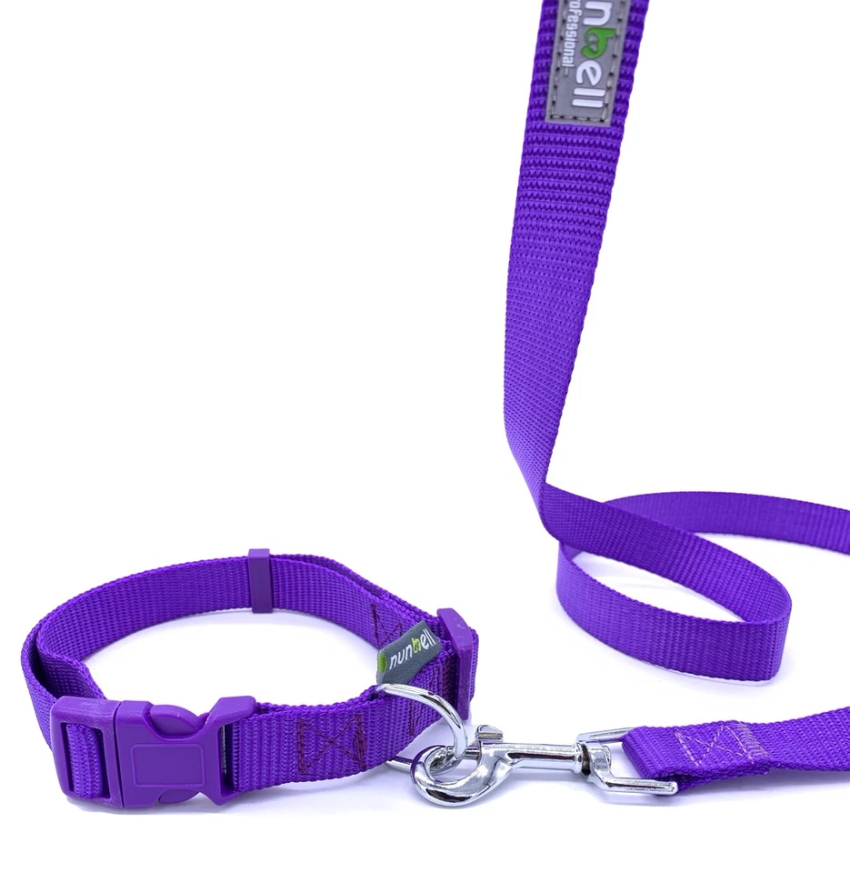 Dog Collar and Leash Set Lead Collar Nylon Classic Solid Colours  - image 4 of 4