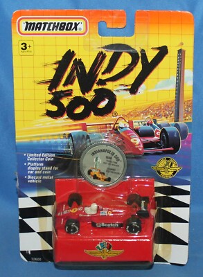 Matchbox Indy 500 Scotch Diet Pepsi Indy Car & 1980 Johnny Rutherford Coin 1992