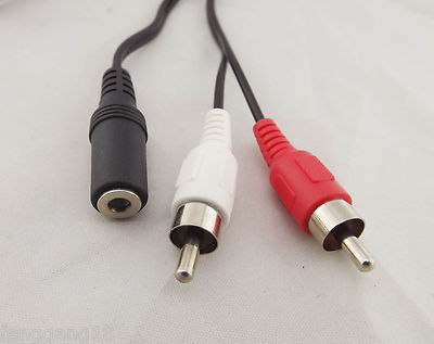 3.5mm 1/8'' Stereo Female to 2x RCA Male Y Splitter Audio AUX Extension Cable 5ft