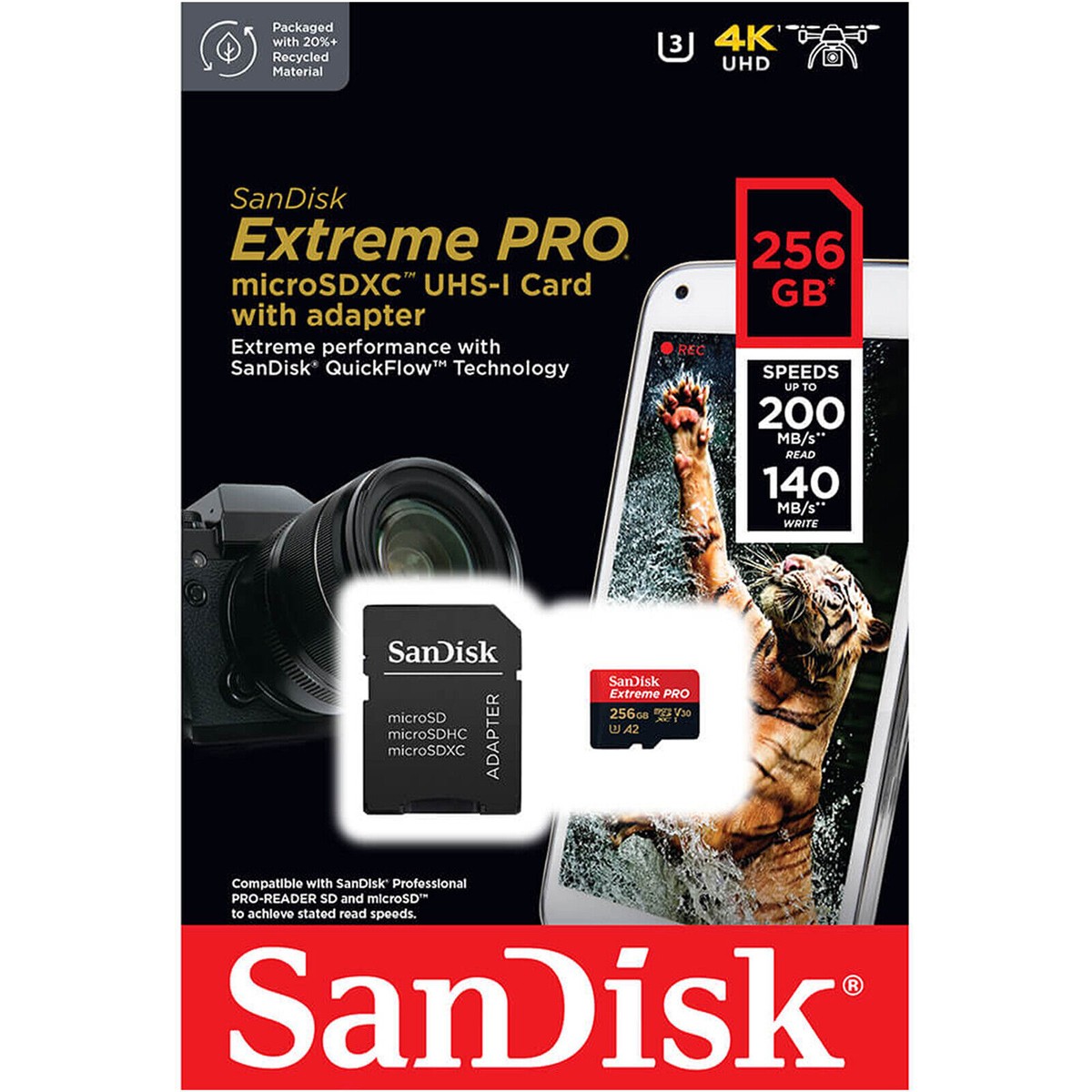 SanDisk Micro SD Card 256GB Memory Ultra Extreme Pro Class 10
