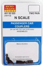 N Scale Micro Trains 102025 Black Passenger Car Couplers 2 pr