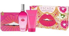 Escada Summer Festival Gift Set 3.3 oz EDT Spray  5.0 oz Body Cream  Clutch