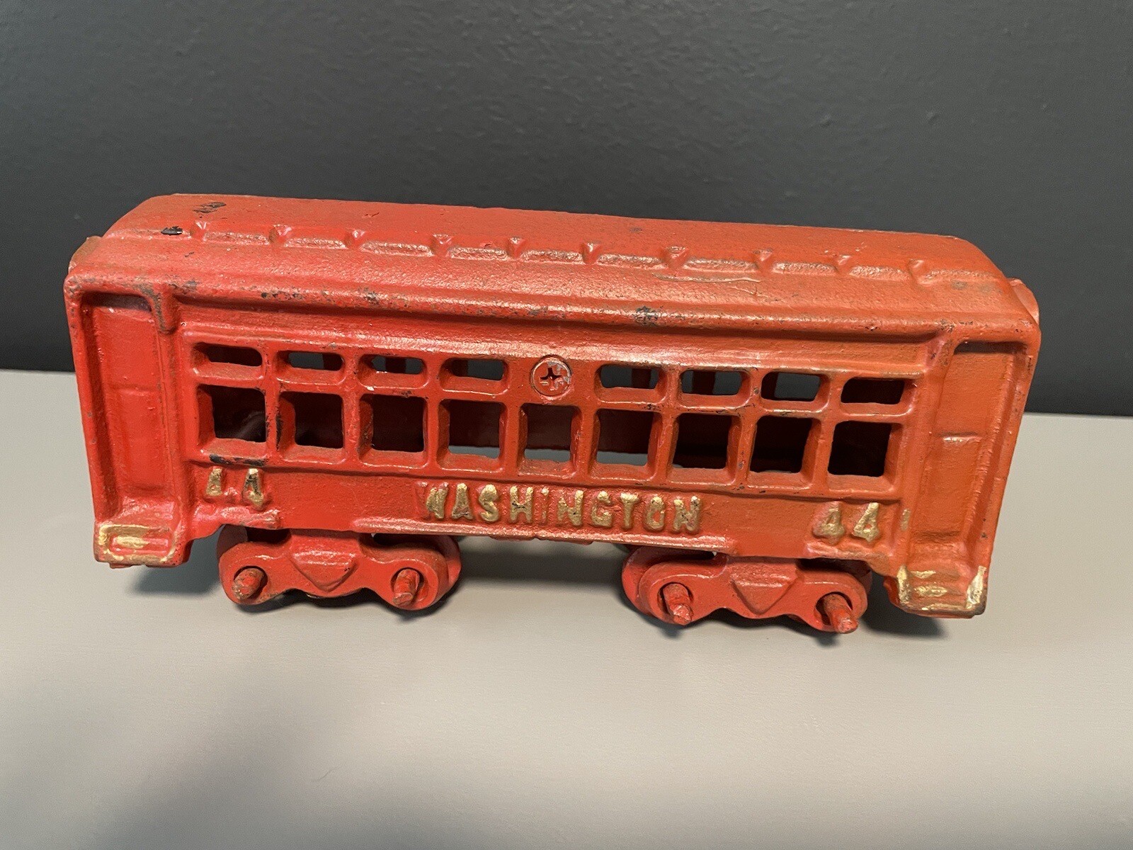 Vintage Cast Iron Train Set Engine, Coal, 3 Passenger Cars PRR