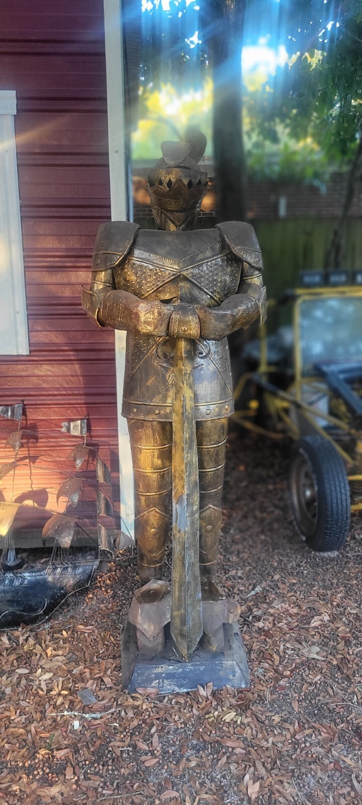 Statue Medieval Knight Armour  7' Foot Aluminum Life Size Standing Sword