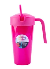 Mainstays 24 Ounce Plastic Snack/Drink Tumbler w/Straw Color Change Choose Color