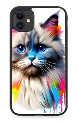 Bunte Stoffpuppe Katze Gummi Handyhülle Stoffpuppe Rasse Katzen Kunstwerk Design DP08