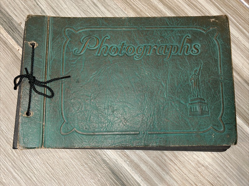 Vintage Photo Album 1930s Empty Green Embossed