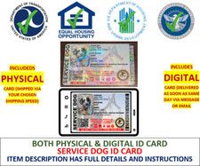SERVICE DOG ID CARD HOLOGRAPHIC - DUAL SIDED CUSTOMIZABLE PHYSICAL  DIGITAL LJ