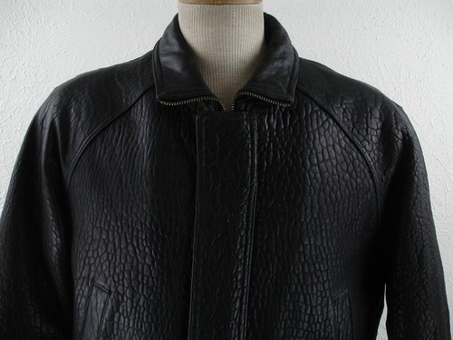 Men's M Wilsons Black Textured Leather Long Jacket Car Coat Thinsulate Insulated - Picture 2 of 23