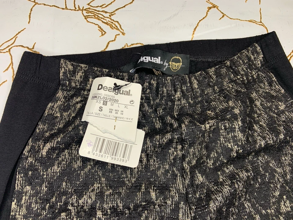 Leggings donna Desigual By Lacroix neri a spina di pesce Ossoss taglia small - Immagine 3 di 4