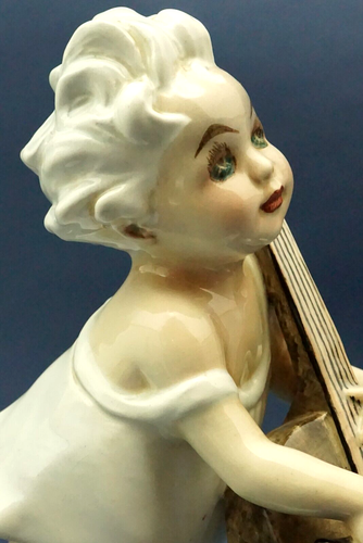 BERTOLOTTI Child with cello porcelain ceramic 1920 ITALY as Lenci Cacciapuoti - Picture 17 of 24