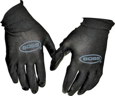 BOSS ADULT PALM NITRILE PROTECTIVE GLOVES STRING KNIT PACK OF 5 sz L BLACK 7850N