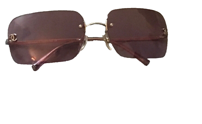 小物 CHANEL Rimless Pink Sunglasses CC Logo Chanel Pink Tinted Gold CC Logo Rimless Sunglasses – Undothedone