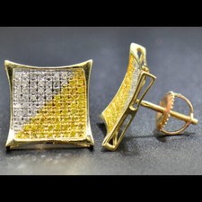 0.60 Ctw Lab Created Yellow White 14K Yellow Gold Over Kite Pave Stud Earrings