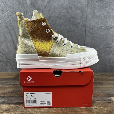 Converse Chuck 70 Plus Hi Glitter Size Womens Vintage White Gold Sneakers  Shoe
