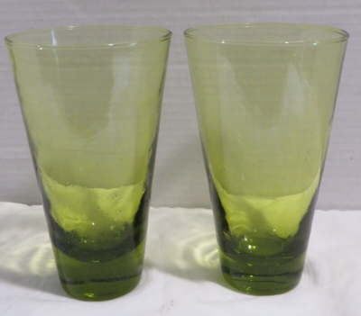 Mexican Vintage Hand Blown Bubble Green Tumbler Set of 2 Drinking Glasses  20 oz | eBay