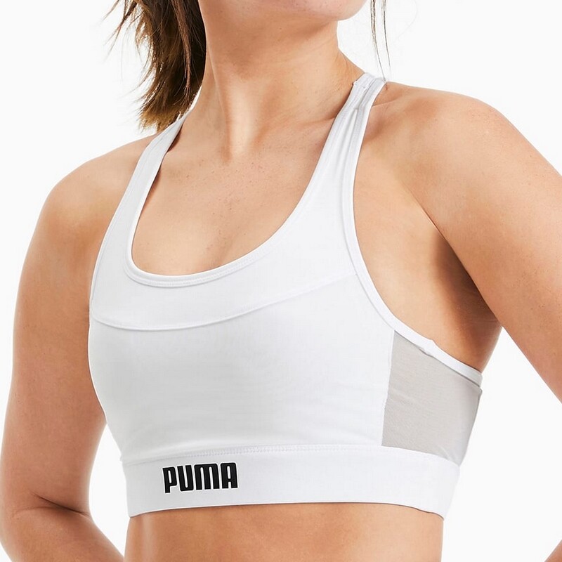 PUMA X Pamela Reif Layer Sport Bra Ladies Padding Crop Bustier Top White