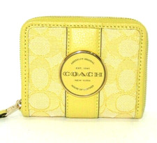 Coach New C8323 Lonnie Small Zip Around Wallet Retro Yellow Signature NWT 178