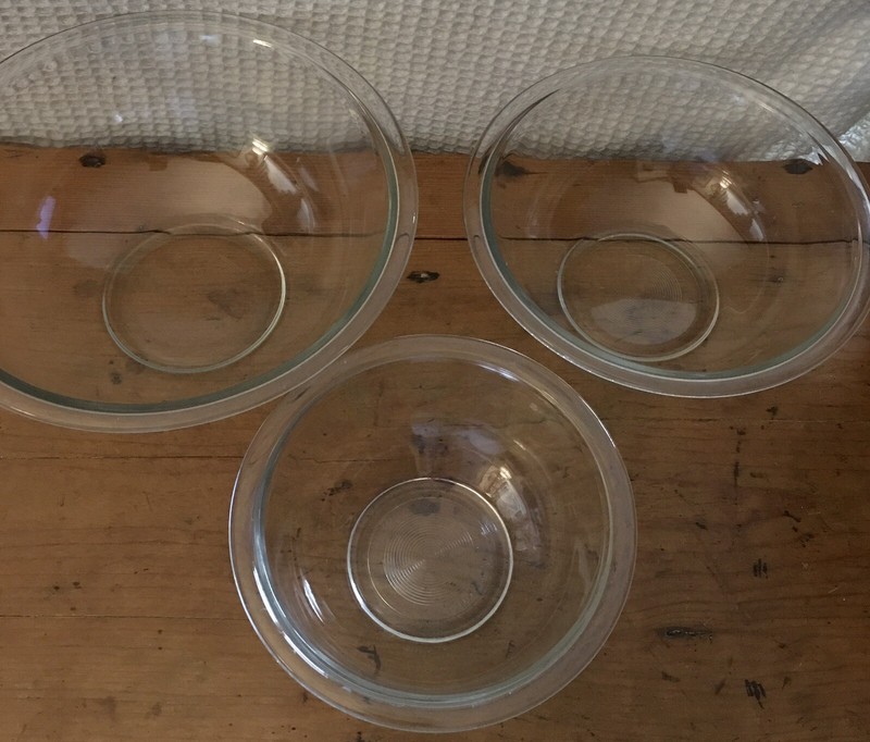 Set of 3 Vintage PYREX Clear Nesting Mixing Bowls Set #322, #323, #325 ~ USA EUC