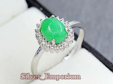 6X8MM Oval Natural Chrysoprase Gemstone 925 Solid Silver Gorgeous Ring For Women