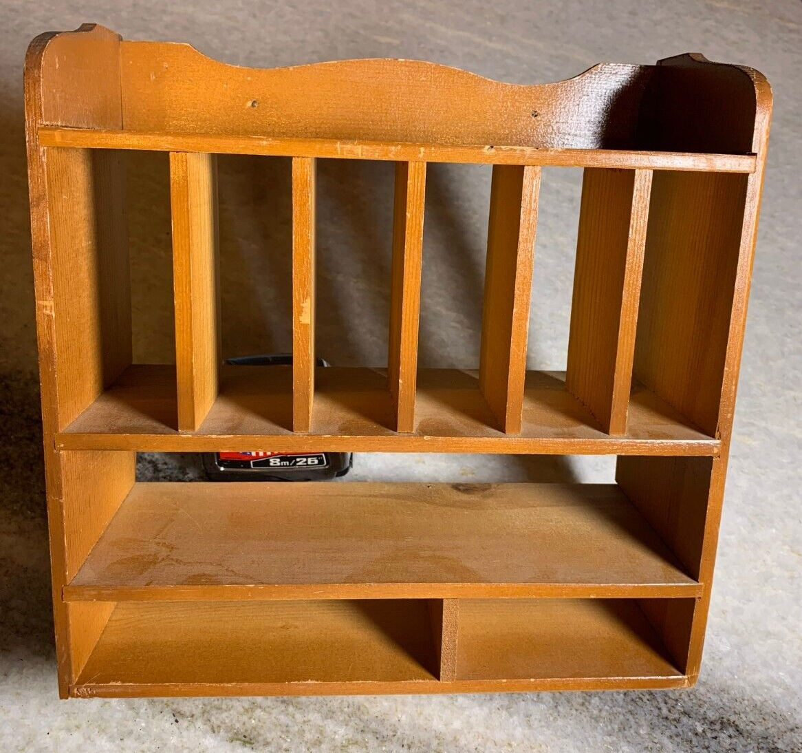 Vintage Wood Wooden Slotted Wall Mount Mounted Knick Knack Shelf