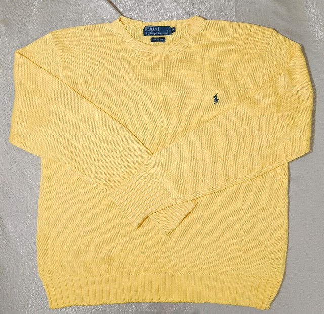 POLO RALPH LAUREN Men's Yellow Knit Sweater Crew Neck Medium eBay