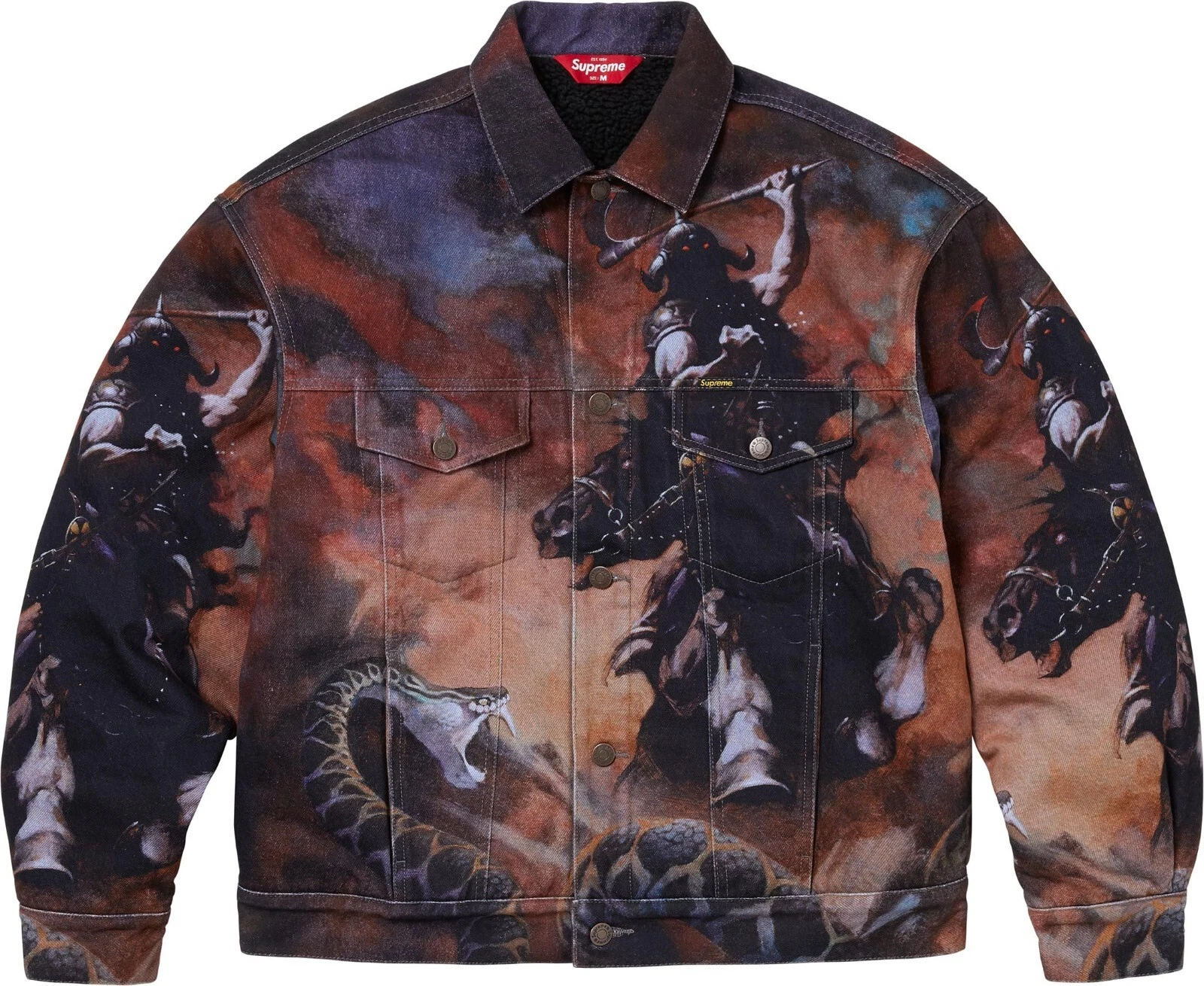 Veste camionneur Supreme Frazetta doublée fausse peau de mouton multicolore (taille XXL)