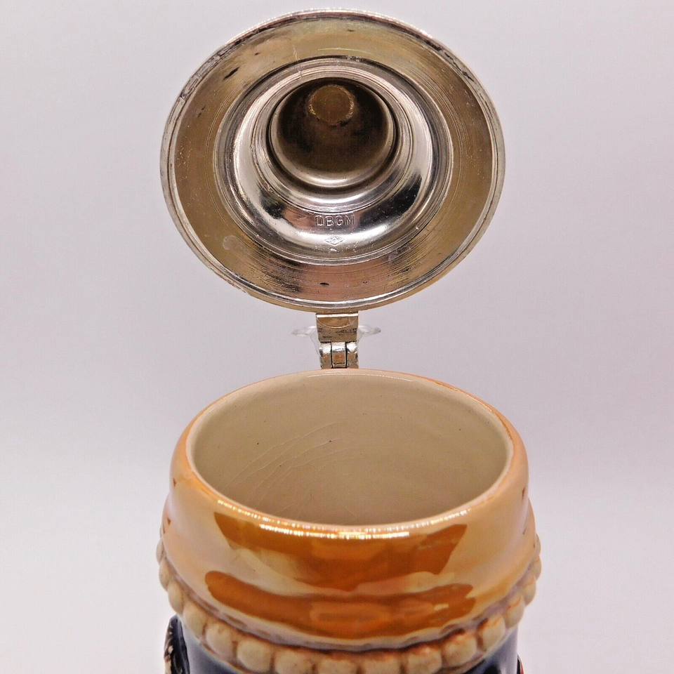 Vintage WickWerke & DBGM 60 DRM German Stoneware Beer Stein, Pointed