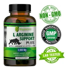 L-Arginine 60 Nitric Oxide,  Endogenus Male Vitality Booster, ED Support 3000 mg