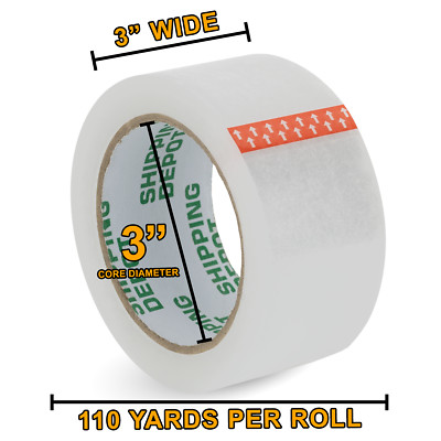 Pick up to 96 Rolls Carton Sealing Clear Packing Shipping Box Tape 3'' x 110 Yds
