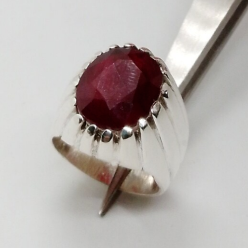 Anillo de rubí 100 % natural anillo de rubí grande corte ovalado rojo oscuro anillo de rubí plata esterlina - Imagen 6 de 7