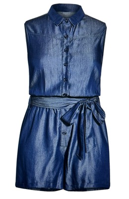Refinity Women Plus Size 18 M Emery Cotton Playsuit Button Down W/ Tie BNWT NEW