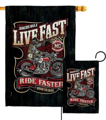Bikers Rule Garden Flag Vehicle Interests Decorative Gift Yard House Banner