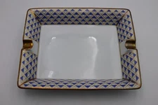 RICHARD GINOROI ASHTRAY VANITY PORCELIAN BLUE GOLD & WHITE