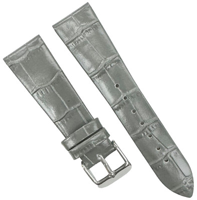 New Watch Band D. Gray Genuine Leather Alligator Grain (Flat, Short) 16 MM