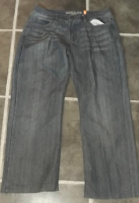 VINTAGE STYLE URBAN REPUBLIC INDIGOBLAU JEANS W32 L28 VERKÜRZTES BEIN 100% BAUMWOLLE
