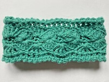 GREEN KNIT HEADBAND Wool Plastic Button Wide Ear Warmer Winter Headgear