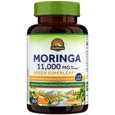 Moringa Capsules 11000mg Pure Moringa Oleifera for Energy and Immune Supports