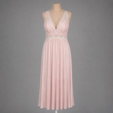 Vintage Y2K Fairy Lace Babydoll Maxi Dress Size M Pink Sleeveless Lingerie Gown